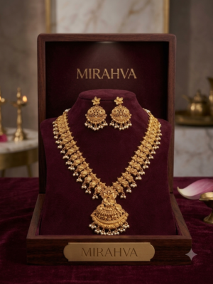 Mirahva Royal Heritage Gold-Tone Bridal Necklace Set with Matching Earrings