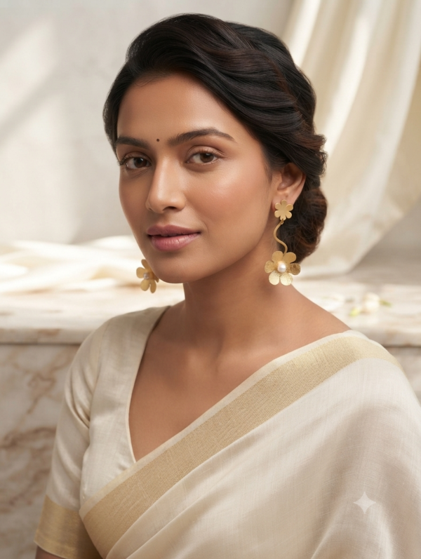 Gemini_Generated_Image_q049goq049goq049 Mirahva Golden Floral Pearl Drop Earrings