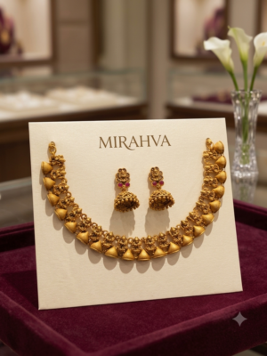 Mirahva Royal Antique Gold-Tone Necklace & Jhumka Set