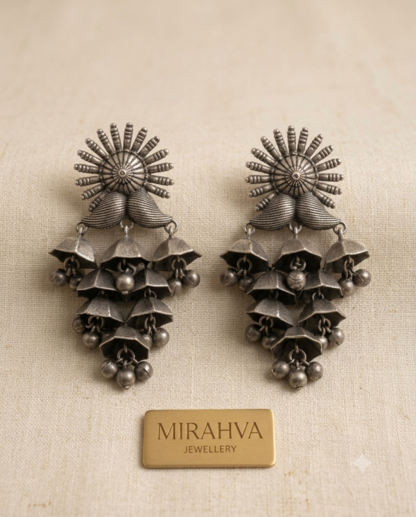Gemini_Generated_Image_qdypf2qdypf2qdyp Mirahva Antique Floral Oxidised Silver Statement Earrings for Women