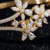 Mirahva Floral Crystal Gold-Tone Open Bangle Bracelet for Women