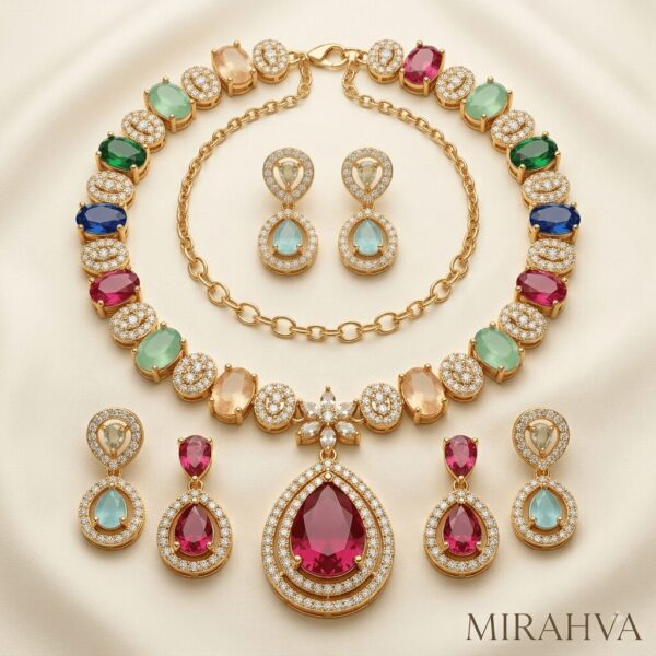Mirahva Multicolor Royal Radiance Statement Jewelry Set