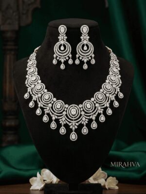 Mirahva Aurum Ruby Royal Bridal Necklace Set – Luxury Statement Necklace with Matching Earrings