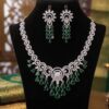 Mirahva Aurum Ruby Royal Bridal Necklace Set | Luxury CZ & Ruby-Inspired Wedding Jewelry with Matching Earrings
