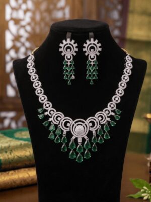 Mirahva Aurum Ruby Royal Bridal Necklace Set | Luxury CZ & Ruby-Inspired Wedding Jewelry with Matching Earrings