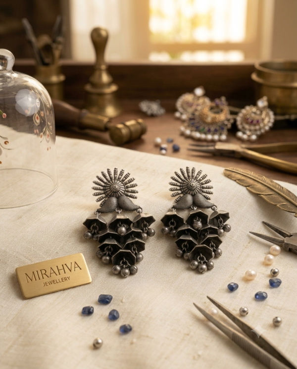 Gemini_Generated_Image_twa6zetwa6zetwa6 Mirahva Antique Floral Oxidised Silver Statement Earrings for Women