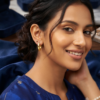 Mirahva Gold-Tone CZ Stone Studded Hoop Earrings
