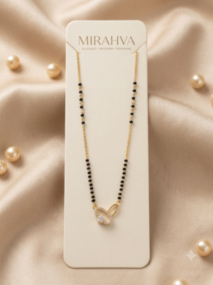Mirahva Elegant Gold-Tone Black Beaded Heart Pendant Necklace for Women