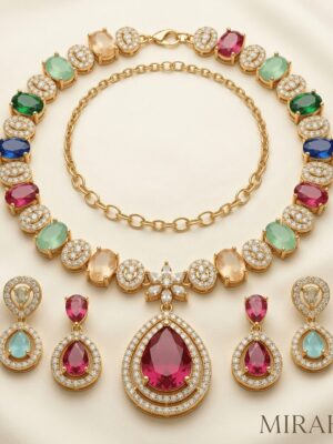 Mirahva Multicolor Royal Radiance Statement Jewelry Set
