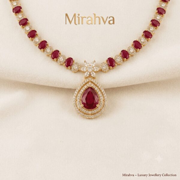 Gemini_Generated_Image_uqi4gauqi4gauqi4 Mirahva Aurum Ruby Royal Bridal Necklace Set – Gold Finish with Ruby-Red Stones & Matching Earrings