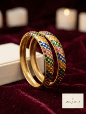 Mirahva Multicolour Mosaic Gold-Tone Bangles for Women