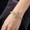 Mirahva Floral Crystal Gold-Tone Open Bangle Bracelet for Women