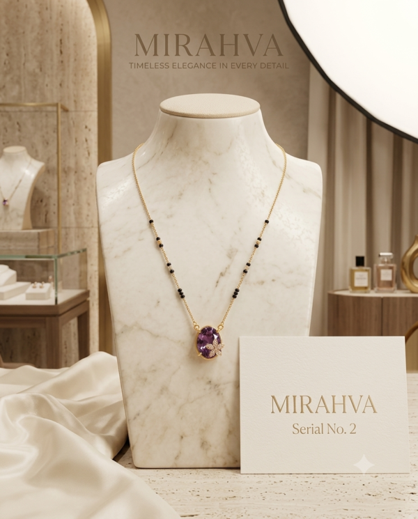 Gemini_Generated_Image_wvq6wbwvq6wbwvq6 Mirahva No. 1 & 2 Black Beaded Pendant Necklace – Elegant Gold-Tone Chain with Pink & Purple Pendant Variants