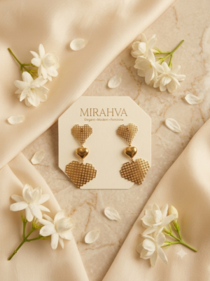 Mirahva Gold-Tone Geometric Heart Drop Earrings for Women