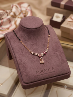 Mirahva Elegant Black Beaded Gold-Tone Floral Pendant Necklace for Women