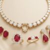 Mirahva Aurum Ruby Royal Bridal Necklace Set