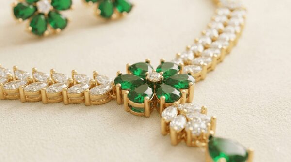 Mirahva Emerald Royale Gold-Tone Statement Jewellery Set
