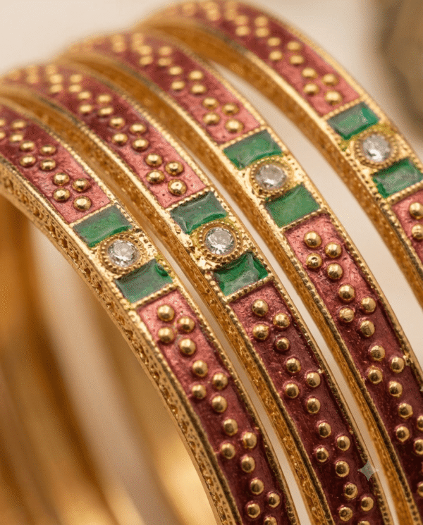 Gemini_Generated_Image_ymfosvymfosvymfo Mirahva Traditional Red & Green Enamel Gold-Tone Bangles – Set of 4