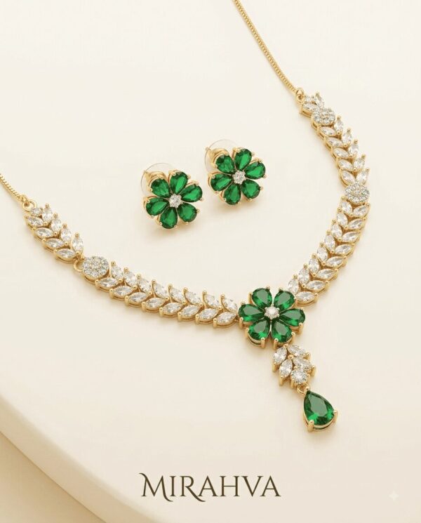 Mirahva Emerald Royale Gold-Tone Statement Jewellery Set