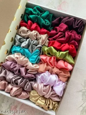 Deluxe Satin Scrunchie Collection (12-Pack)